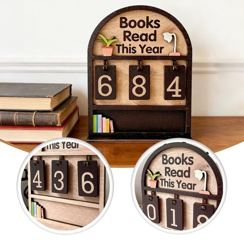 Books Read This Year Tracker – Wooden Reading Flip Tracker