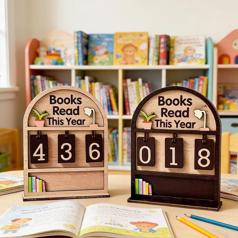 Books Read This Year Tracker – Wooden Reading Flip Tracker